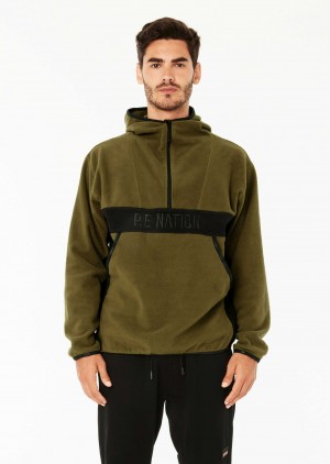 Khaki P.E Nation Title Defence Polar Fleece Hood | QRHXCWN-51