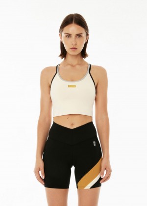 Pearled Ivory P.E Nation Podium Sports Bra | HRODPXK-60