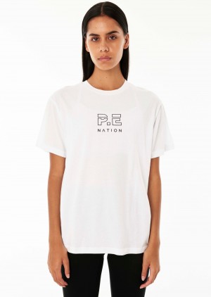 White P.E Nation Heads Up Tee | TWDVGSK-87