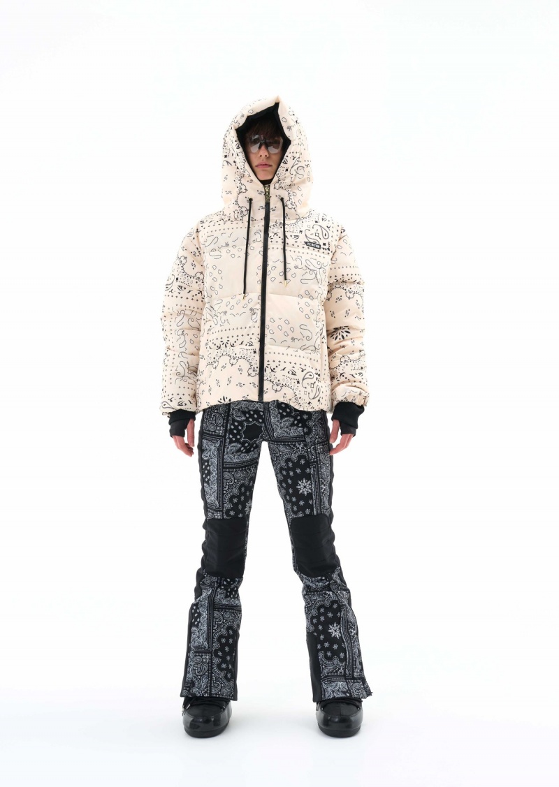 Bandana Print Pearled Ivory P.E Nation Andorra Snow Jacket | NSGKCOX-41