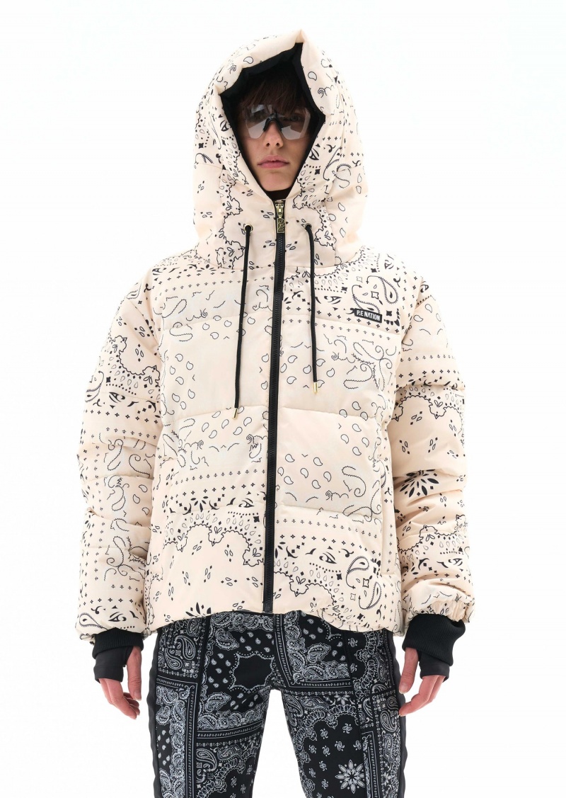 Bandana Print Pearled Ivory P.E Nation Andorra Snow Jacket | NSGKCOX-41