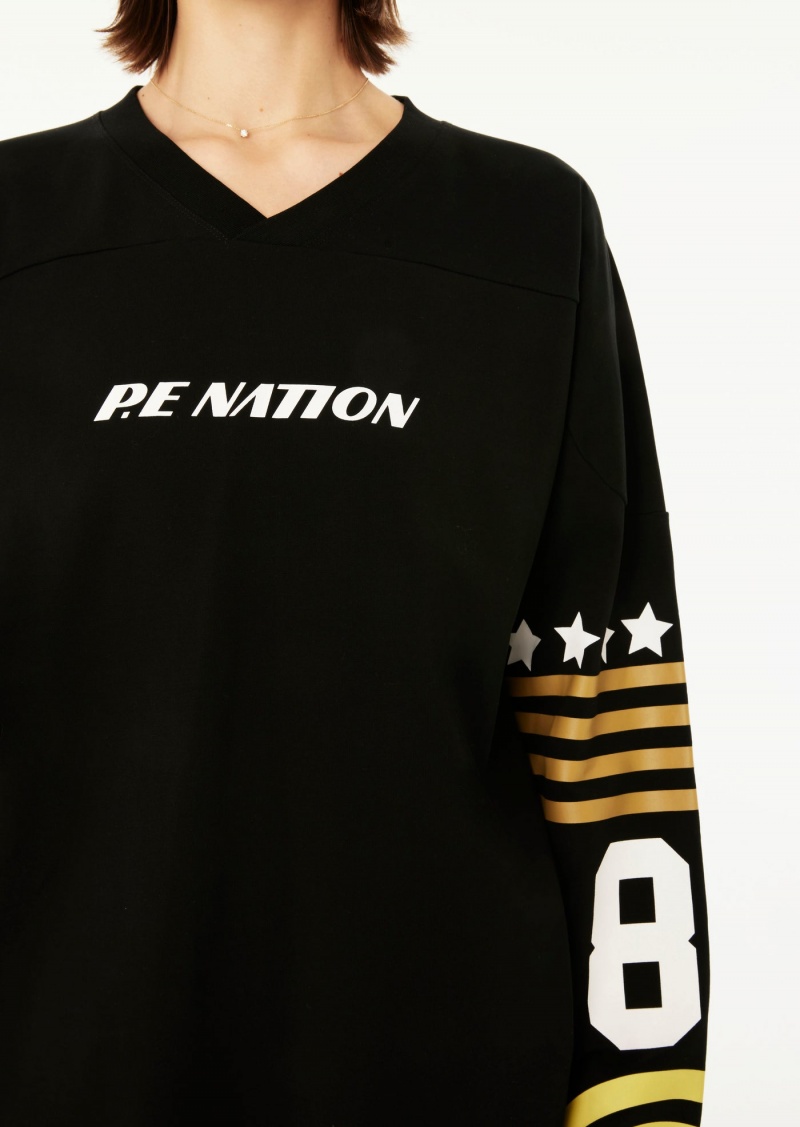 Black P.E Nation Arrowhead Ls Tee | PKSNQXR-32