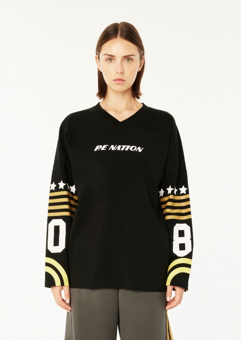 Black P.E Nation Arrowhead Ls Tee | PKSNQXR-32