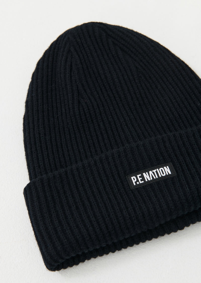 Black P.E Nation Courtside Beanie | SRZKLET-39