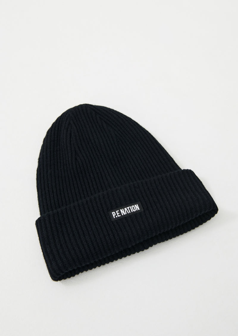 Black P.E Nation Courtside Beanie | SRZKLET-39