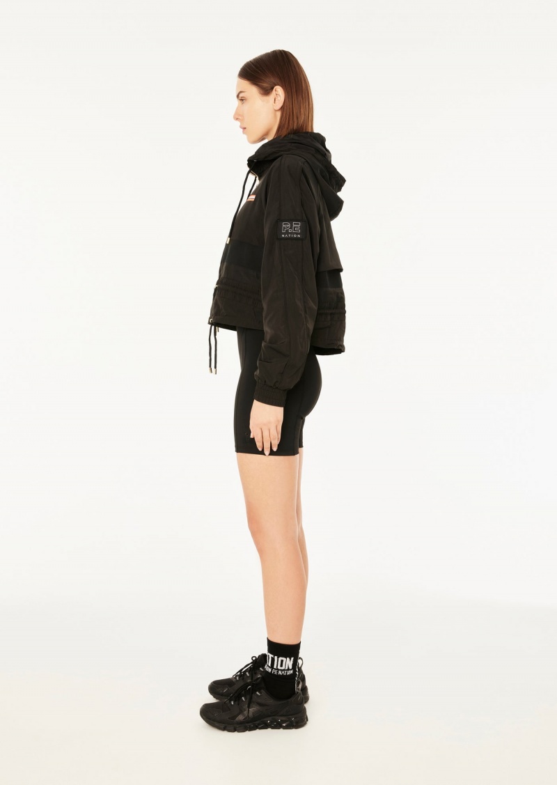 Black P.E Nation Cropped Man Down Jacket | VHKRBQT-13