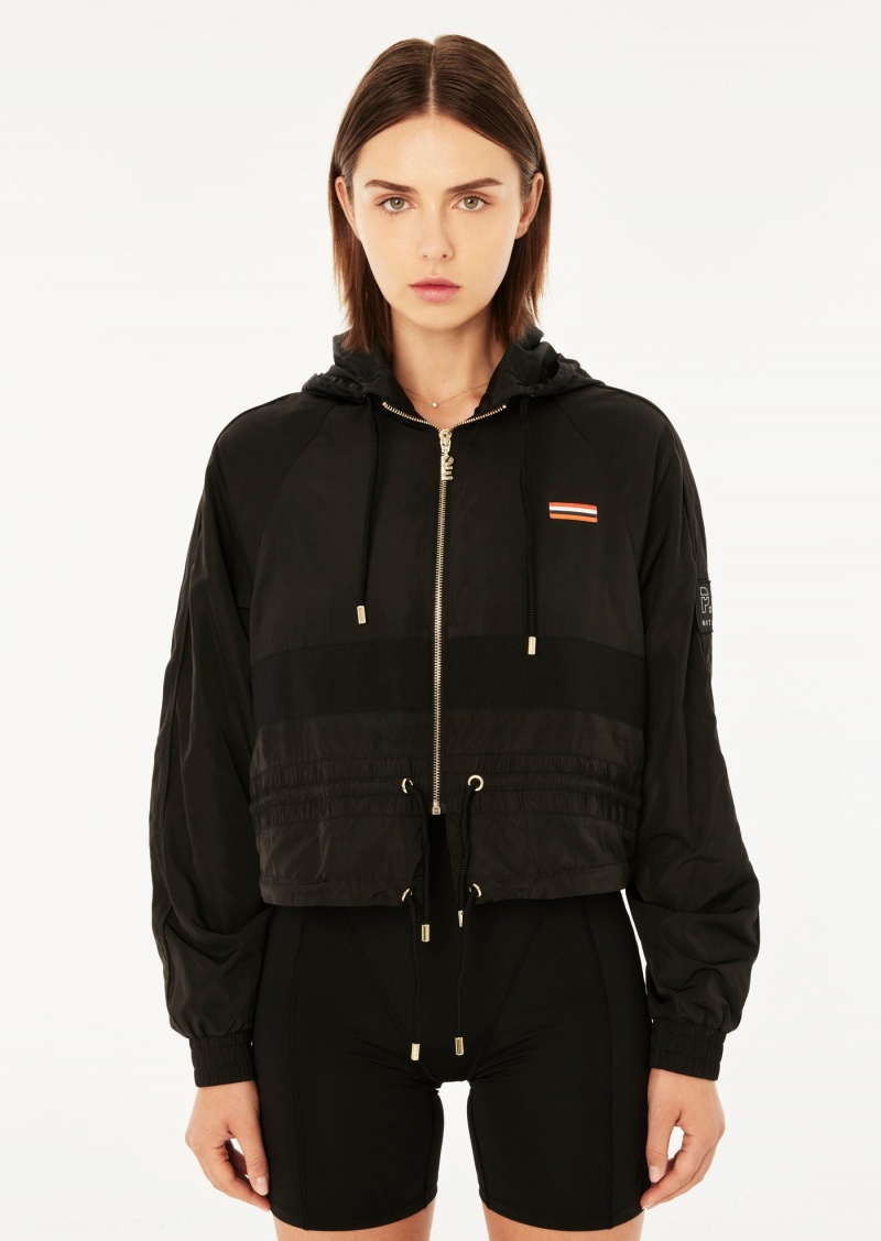 Black P.E Nation Cropped Man Down Jacket | VHKRBQT-13