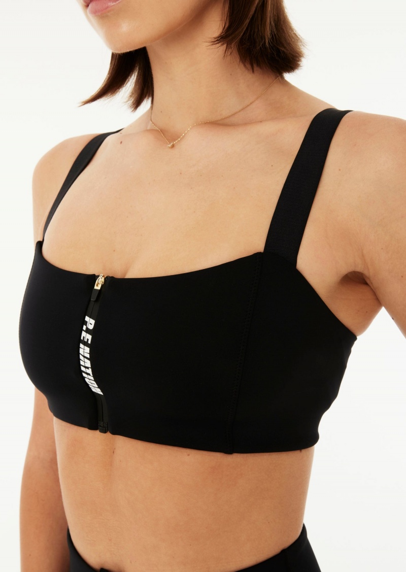 Black P.E Nation Diver Sports Bra | XKLSJDF-24