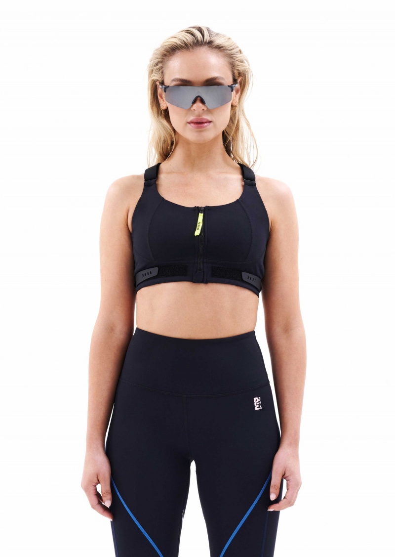 Black P.E Nation Double Play Sports Bra | KMVRCBY-95