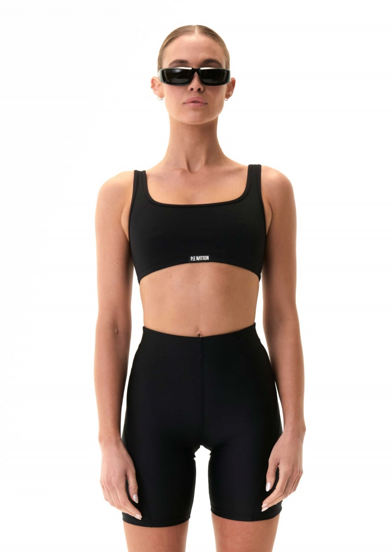 Black P.E Nation Title Game Sports Bra | JSFLVMX-40