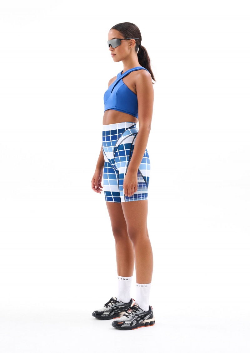 Blue Fade Digital Print P.E Nation Baserunner Bike Short | RTUXYVG-27