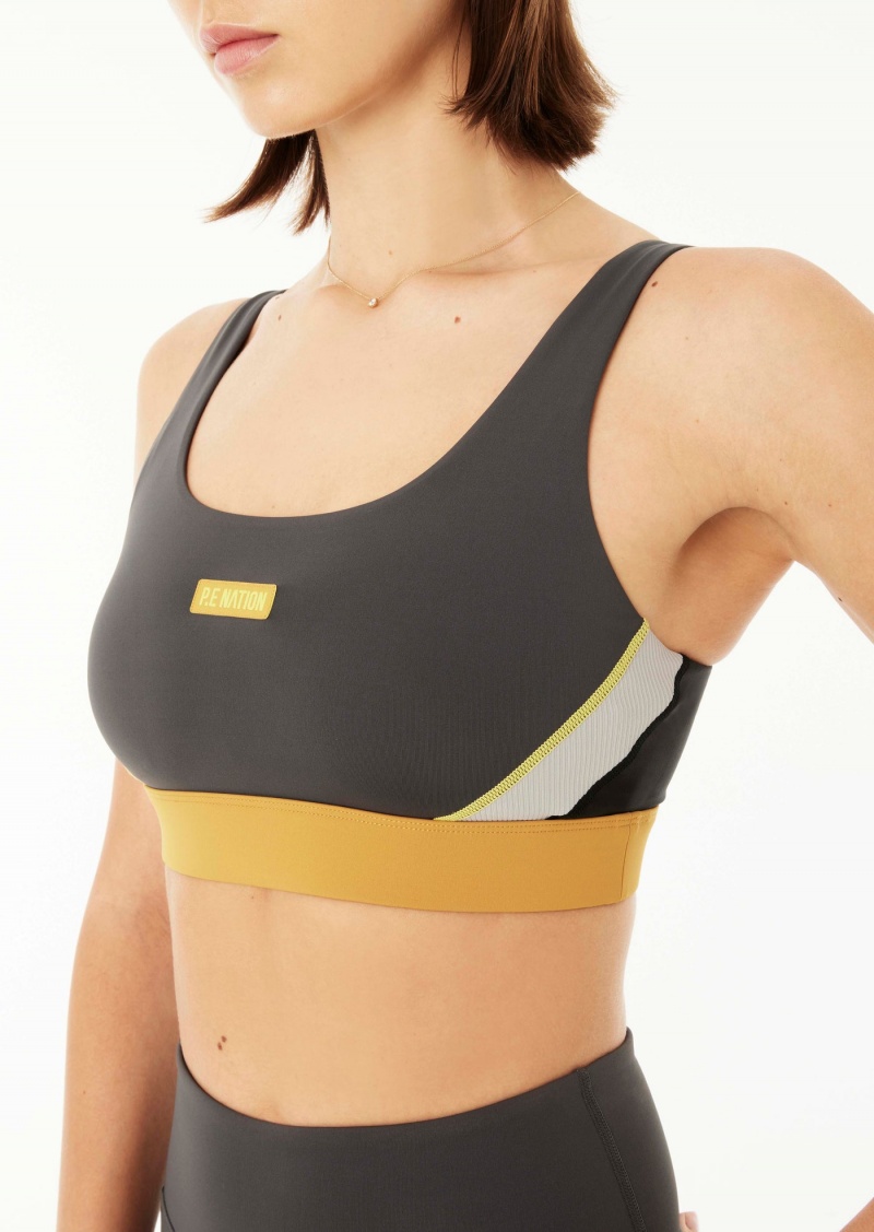 Dark Shadow P.E Nation Riochet Sports Bra | ODMTWSC-49