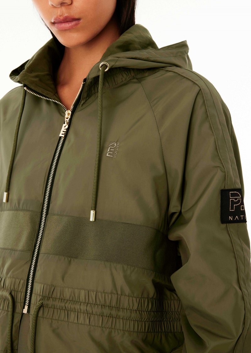 Khaki P.E Nation Cropped Man Down Jacket | JMPYQXN-16