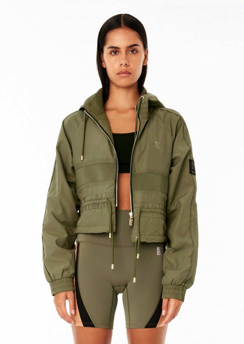 Khaki P.E Nation Cropped Man Down Jacket | JMPYQXN-16