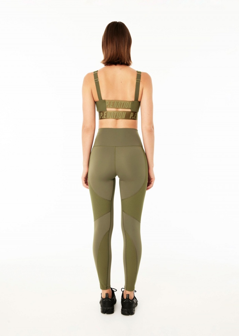 Khaki P.E Nation Free Play Full Length Legging | QFHRKCI-87