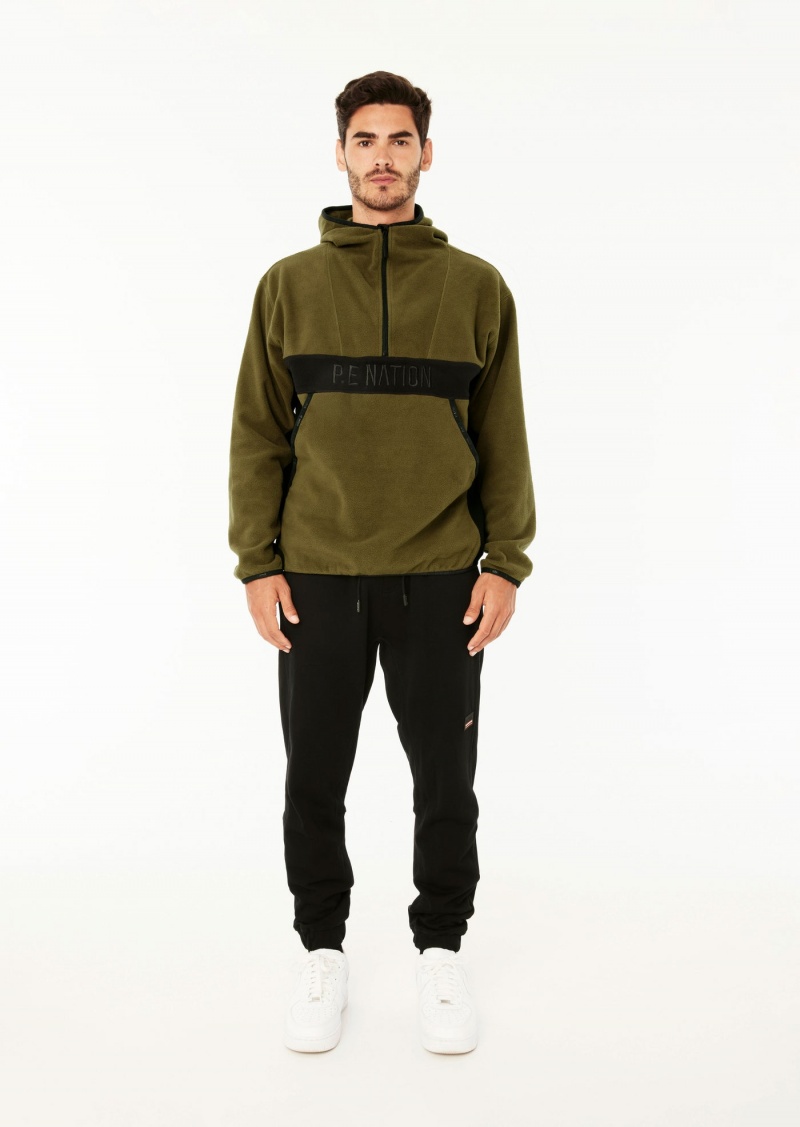 Khaki P.E Nation Title Defence Polar Fleece Hood | QRHXCWN-51