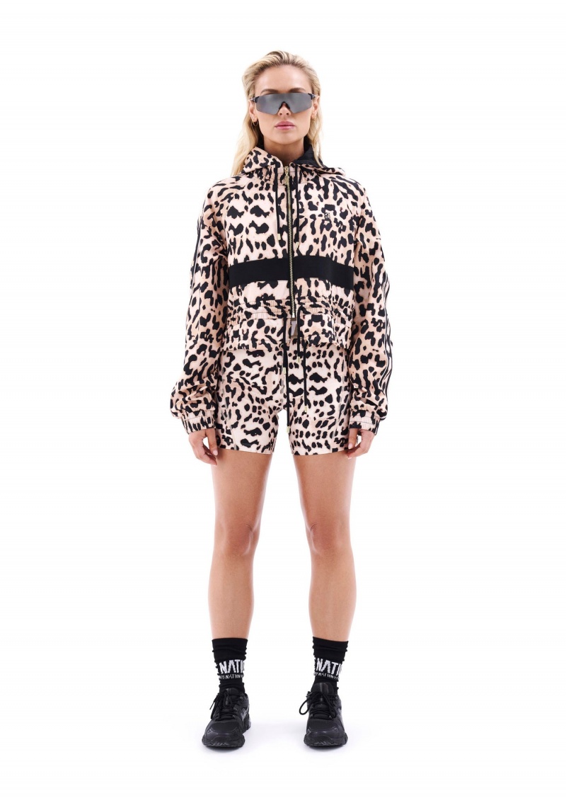 Leopard Print P.E Nation Cropped Man Down Jacket | MAUSJIB-10