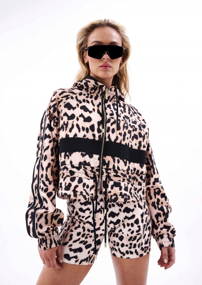 Leopard Print P.E Nation Cropped Man Down Jacket | MAUSJIB-10