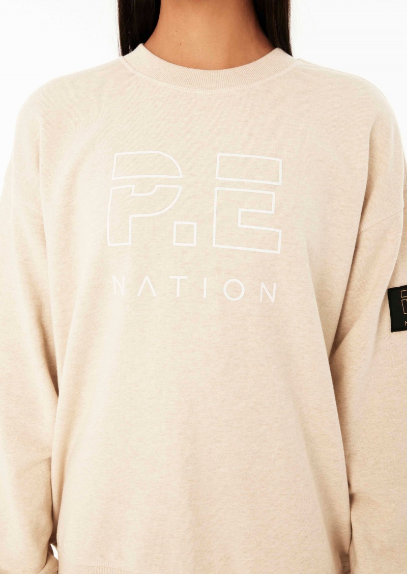 Oatmeal Marle P.E Nation Heads Up Sweat | FWOISBU-59