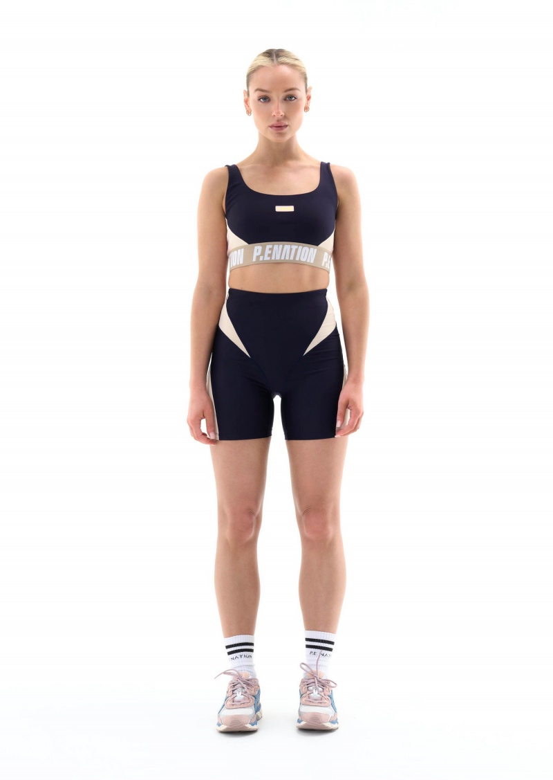 Peacoat P.E Nation Left Field Sports Bra | YXHCJOI-35