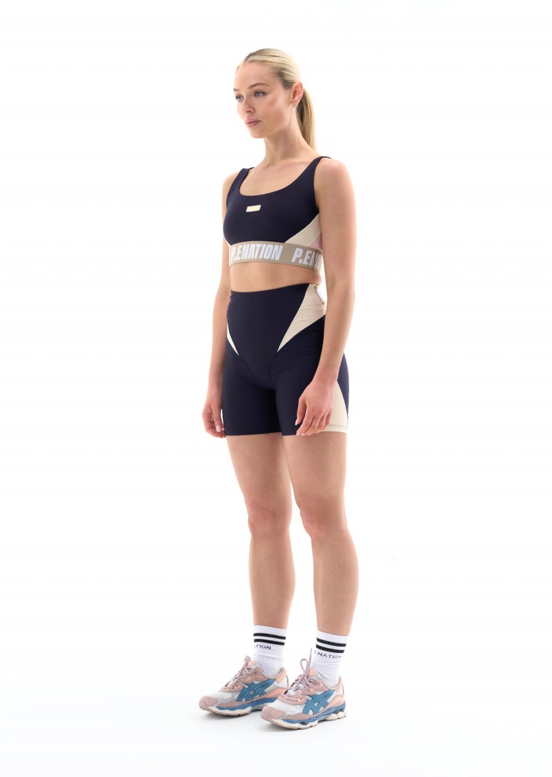 Peacoat P.E Nation Left Field Sports Bra | YXHCJOI-35