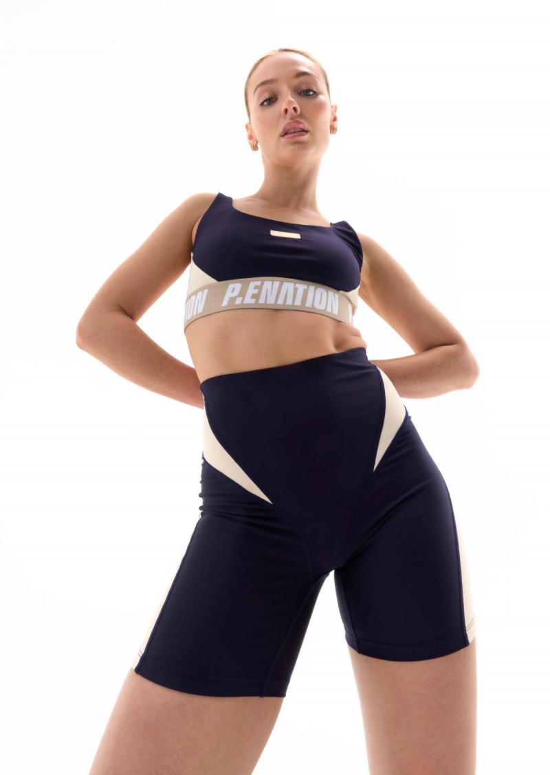 Peacoat P.E Nation Left Field Sports Bra | YXHCJOI-35