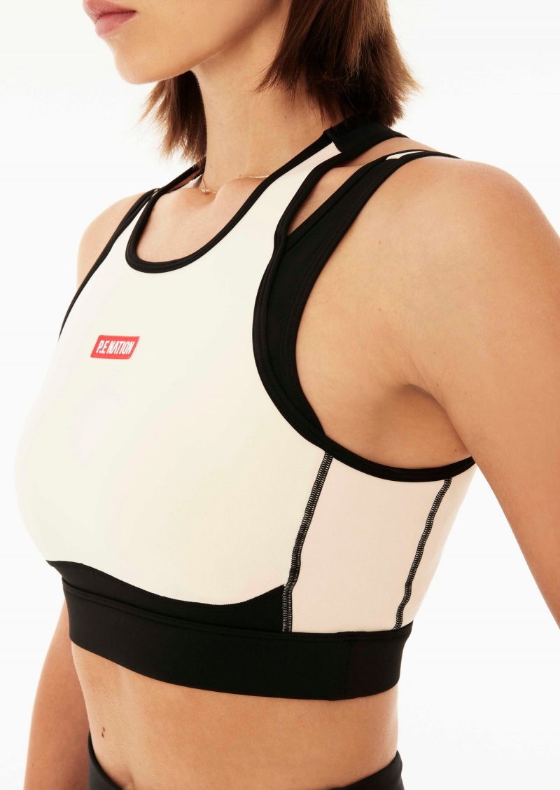 Pearled Ivory P.E Nation Silverstone Sports Bra | LQBCZYA-05