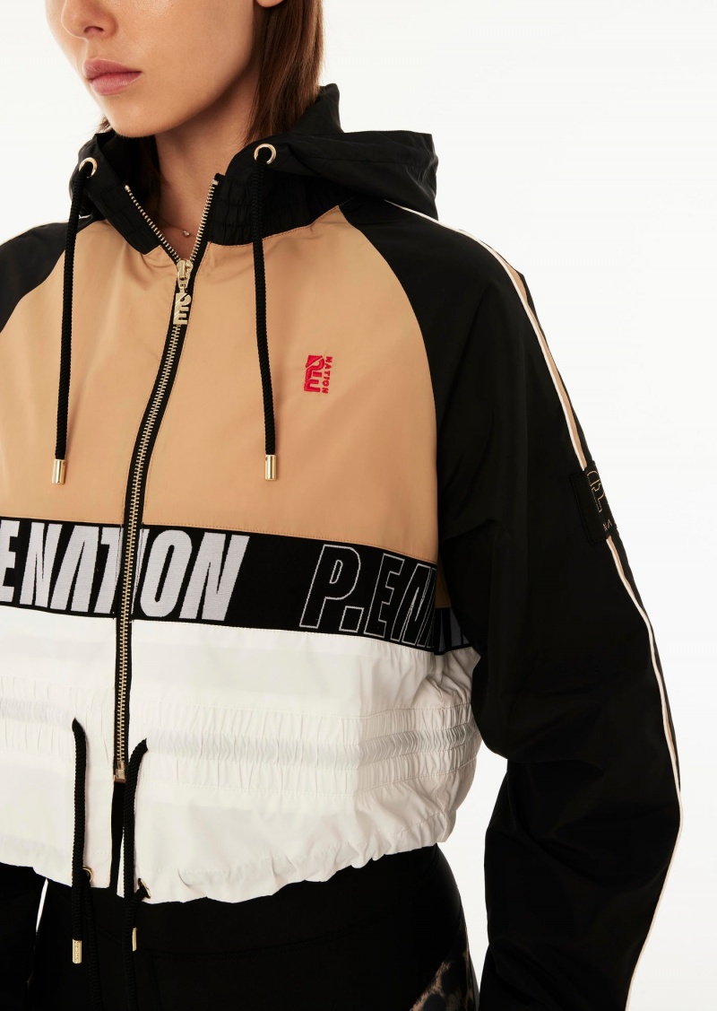 Sand P.E Nation Cropped Man Down Jacket | QYRLNFB-05