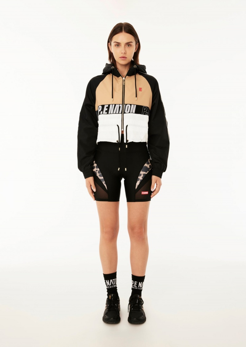 Sand P.E Nation Cropped Man Down Jacket | QYRLNFB-05