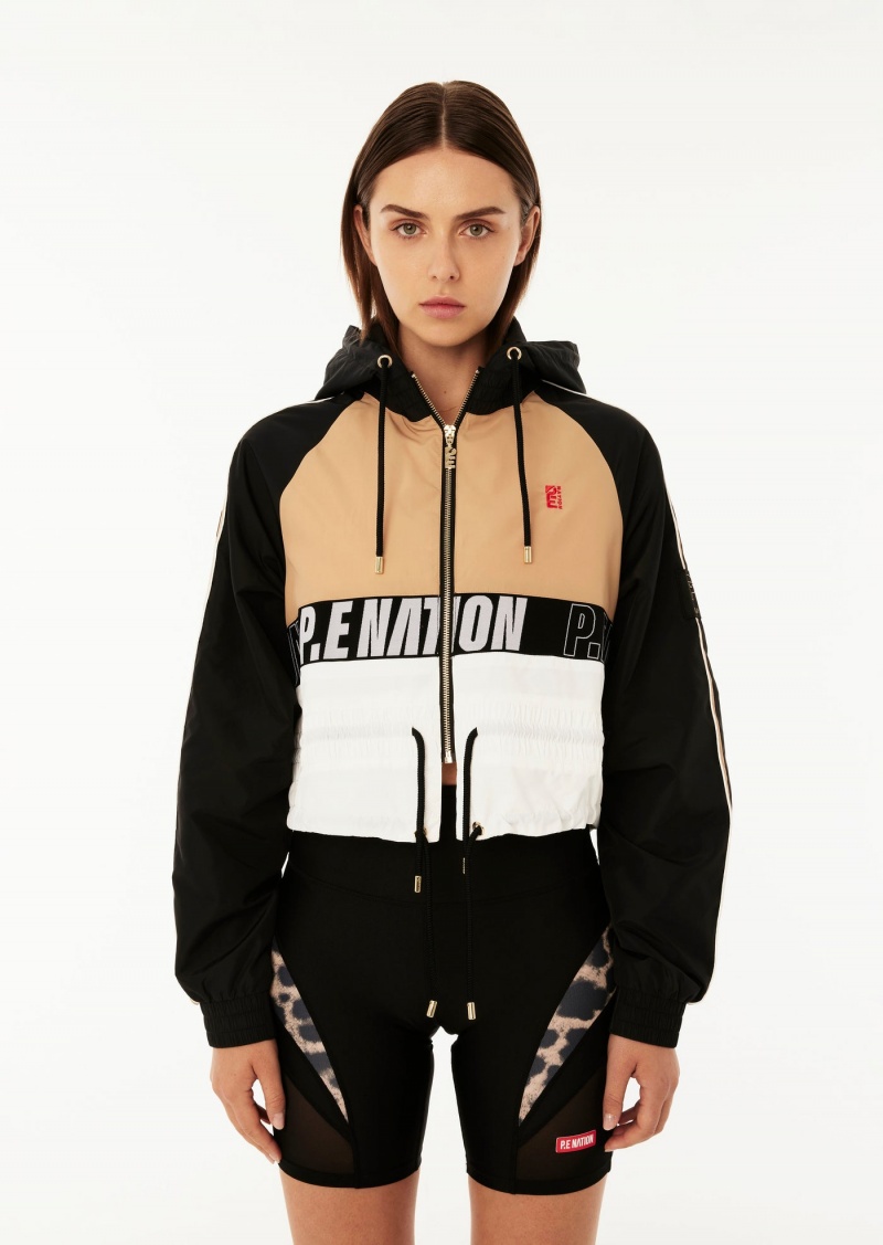 Sand P.E Nation Cropped Man Down Jacket | QYRLNFB-05