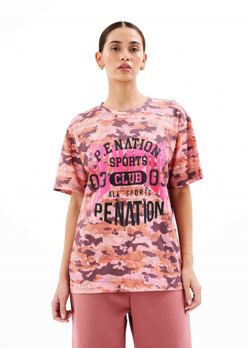 Snake Camo Print P.E Nation Cereus Tee | FXSEVZR-20