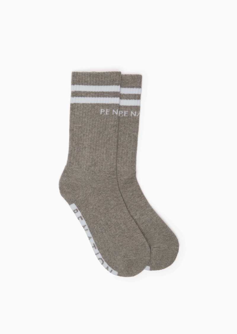 White / Grey P.E Nation Marathon Crew Sock | ZWANSKE-83