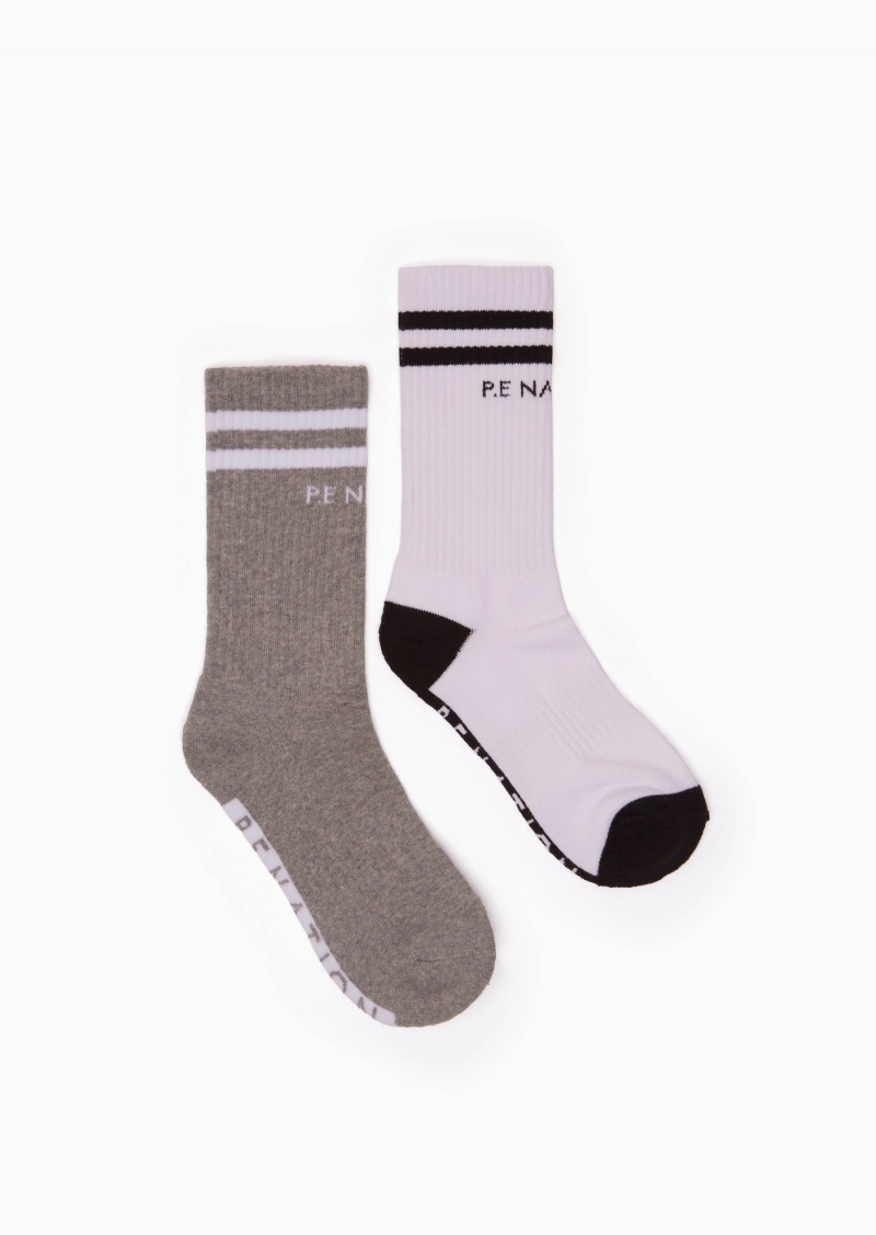 White / Grey P.E Nation Marathon Crew Sock | ZWANSKE-83